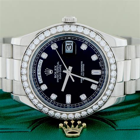 rolex president gold black dial|Rolex presidential 41mm white gold.